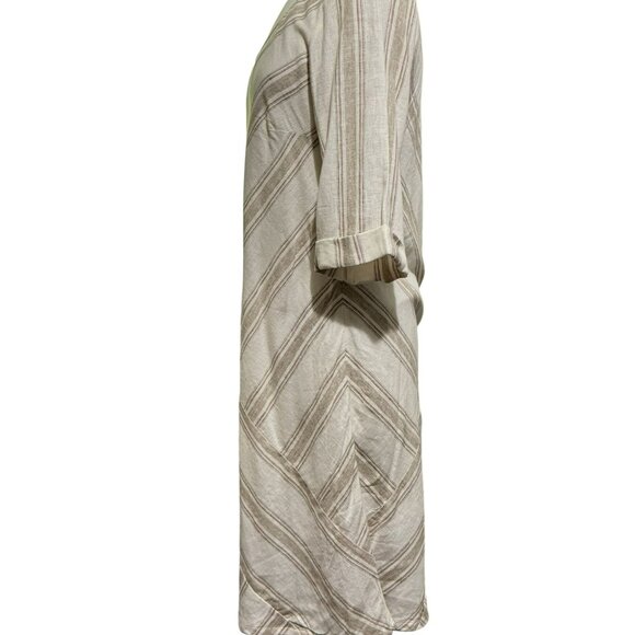 Soft Surroundings Equinox Stripe Linen Blend Shift Dress Boho Beachy Lined Sz M - Picture 3 of 6